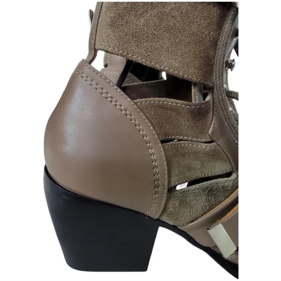 Chloe Rylee Suede Gray Boot Lace Up Buckle Size 36 - Picture 4 of 10